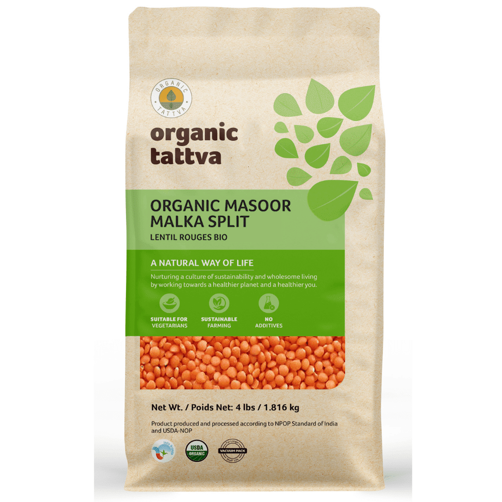 Organic Tattva 유기농 마수르 말카 스플릿 렌틸콩 4 파운드