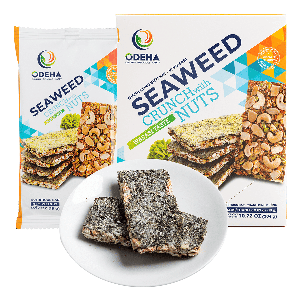 Odeha Seaweed Crunch With Nuts Wasabi - 16 Bars 304 g