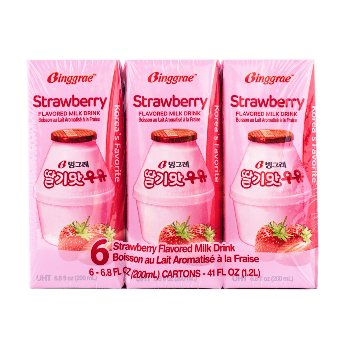 Bebida de Leite Sabor Morango Binggrae 200ml*6 200 ml*6 pacotes