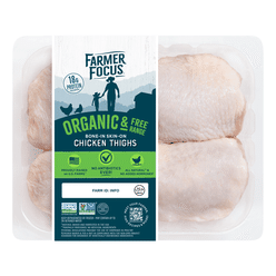 Organic & Free Range Bone In/Skin On Thighs, Halal, Frozen 1.1-1.3 lb
