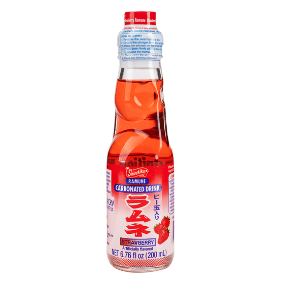 weee_beverages_Shirakiku Ramune Soda Strawberry Flavor 200 ml