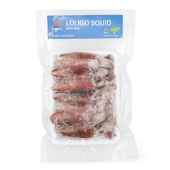 All Natural Wild Caught Loligo Squid with Roe 1 lb