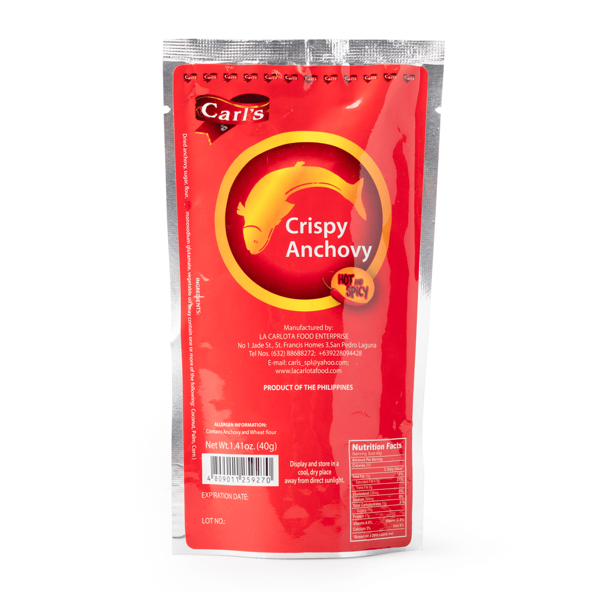 Carl's 干しアンチョビー 激辛味 40 グラム