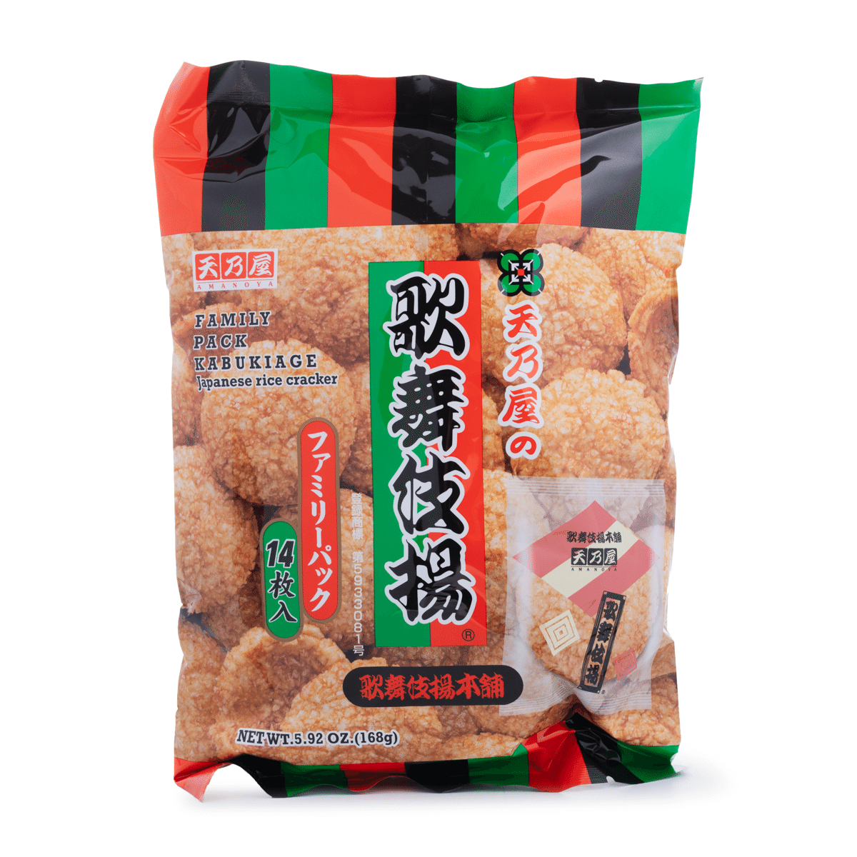 Amanoya 가부키아게 센베이 쌀과자 달콤간장 맛 5.99 온스*12 팩