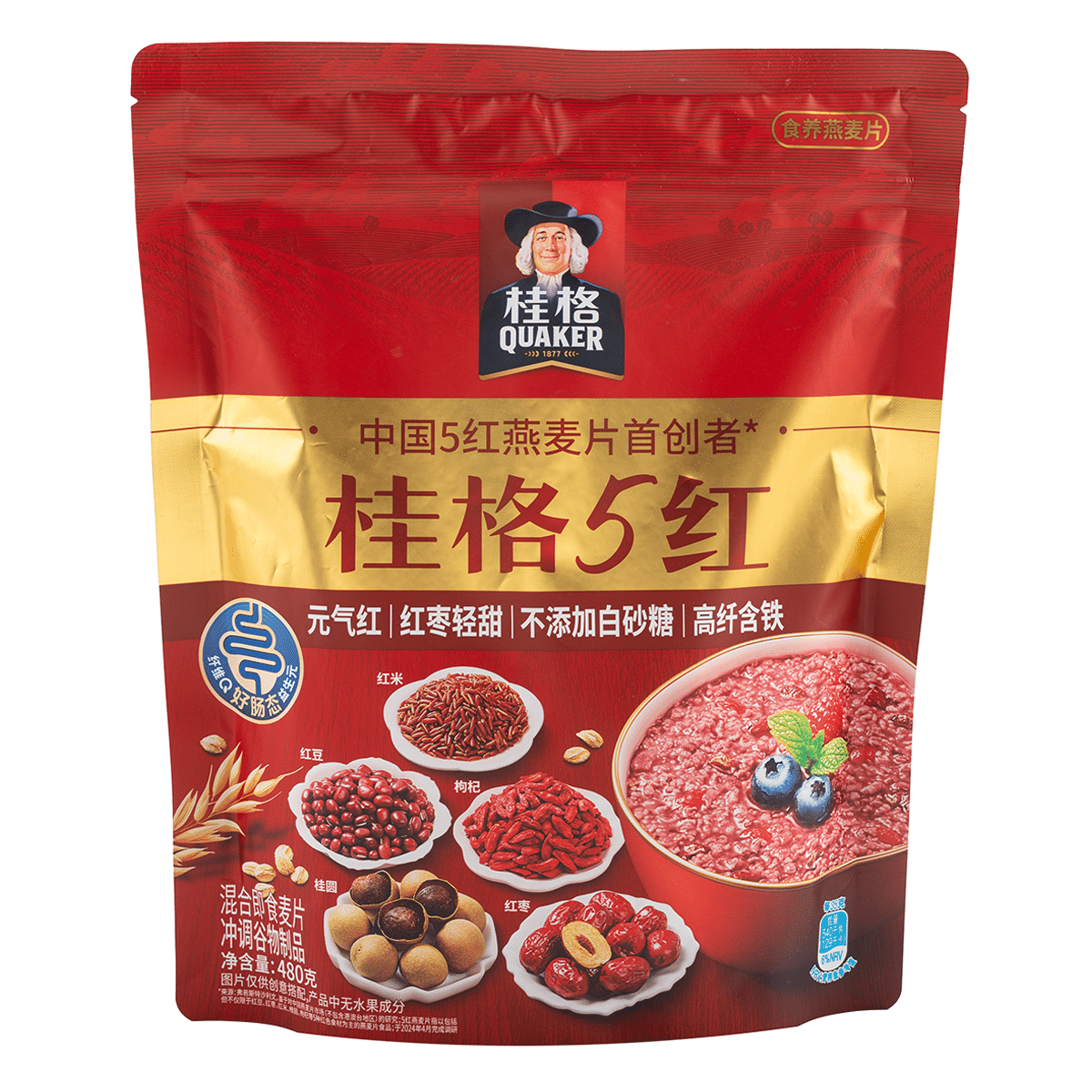Quaker 5-Red Mixed Instant Oatmeal 480 g