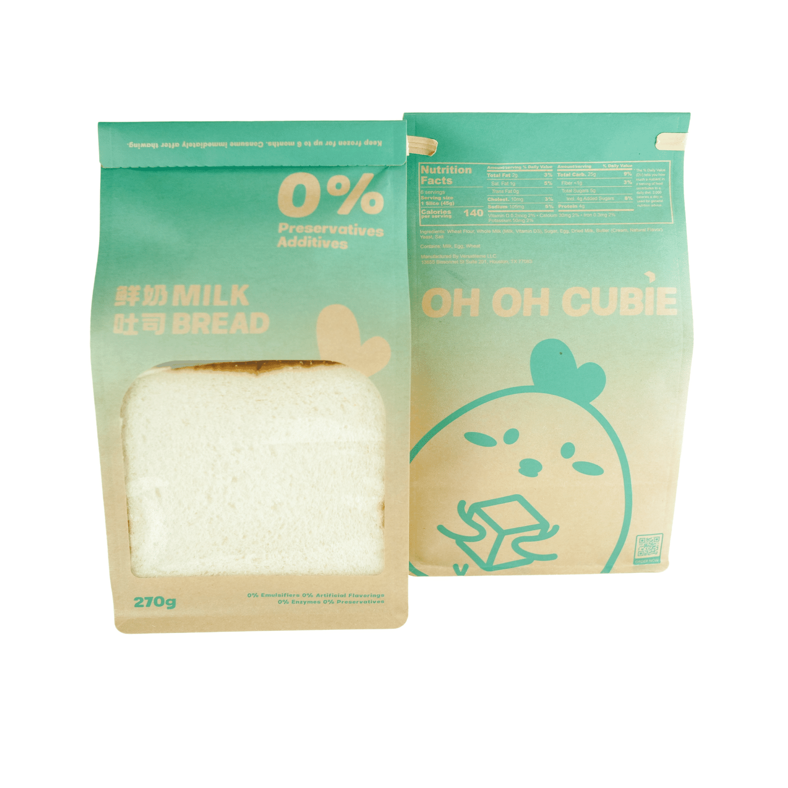 Oh Oh Cubie 0% Preservatives 0%Additives Milk Bread, Frozen 270 g