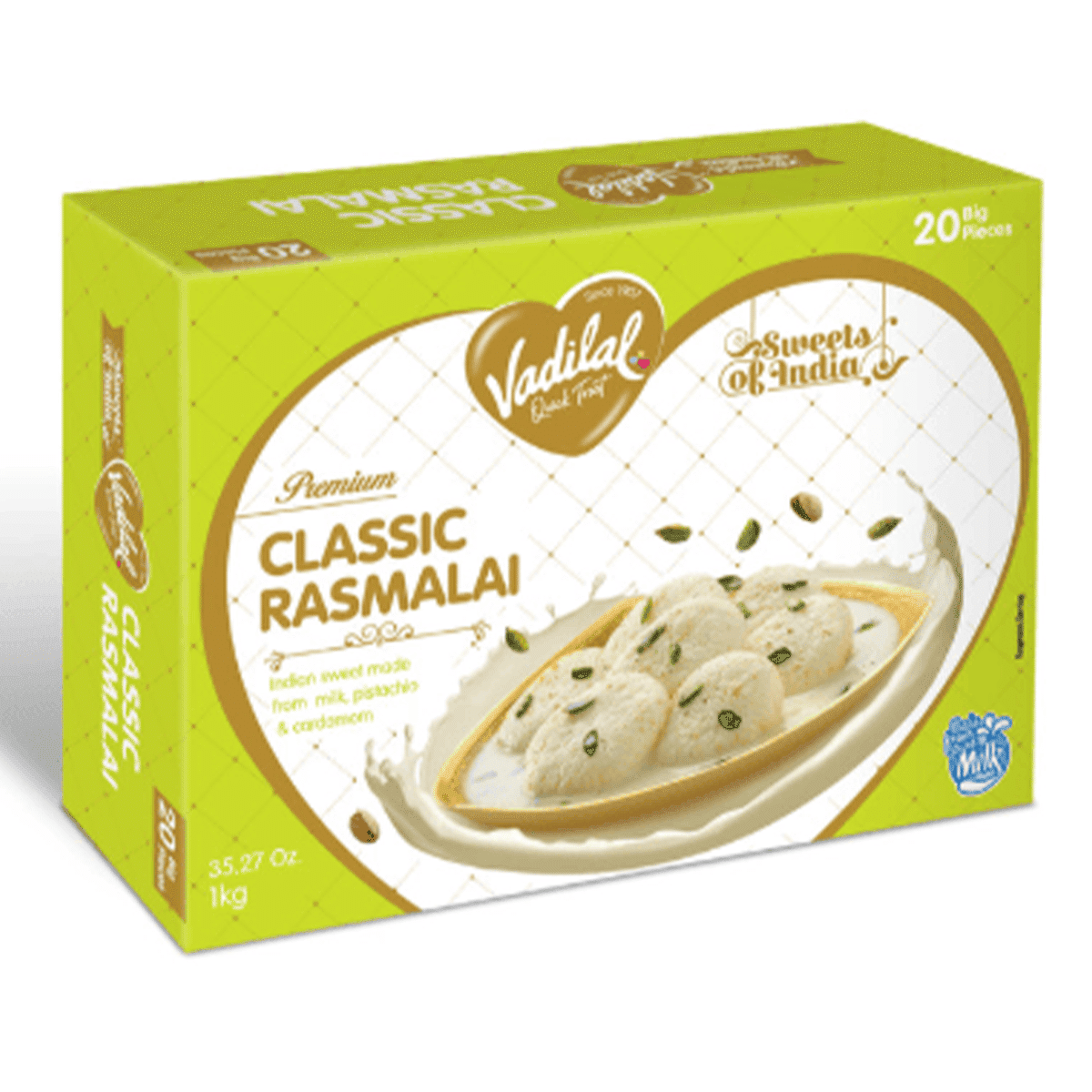 Vadilal Classic Rasmalai, Big Pack, Frozen 1000 g