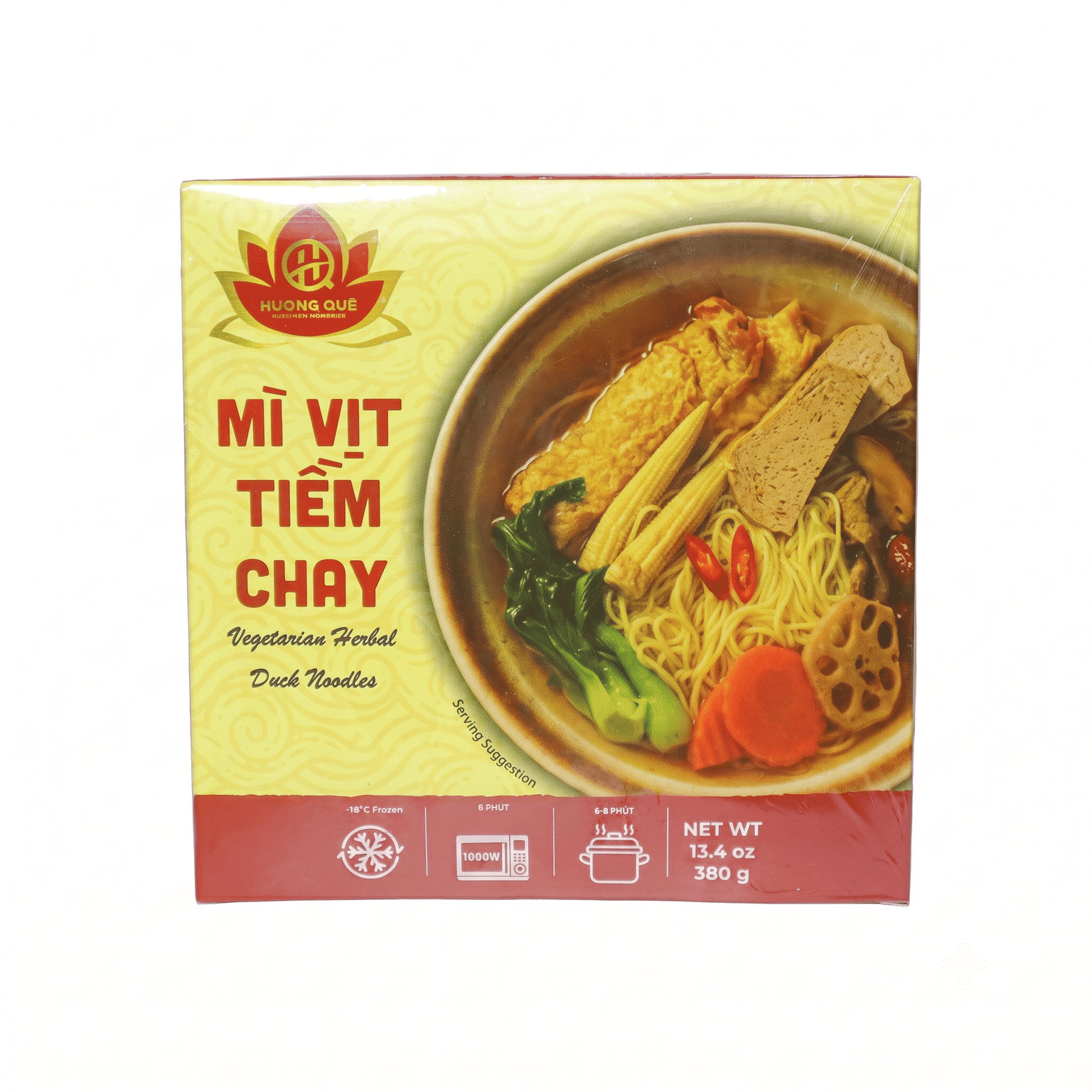 Huong Que ベジタリアン薬膳風ダック麺 冷凍 380 グラム