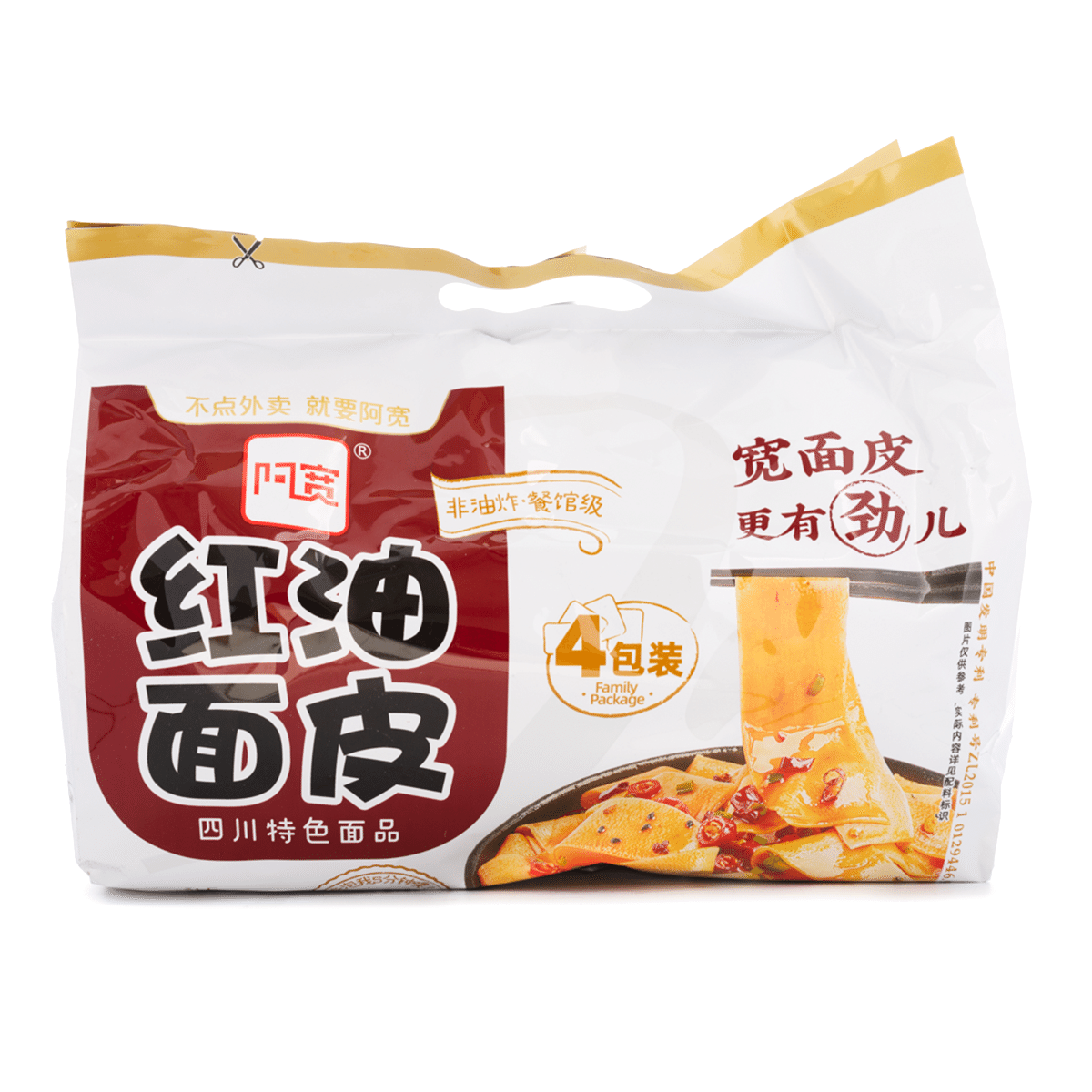 阿寬四川鋪蓋麵 紅油麵皮 酸辣味 四連包 420 克*12 包