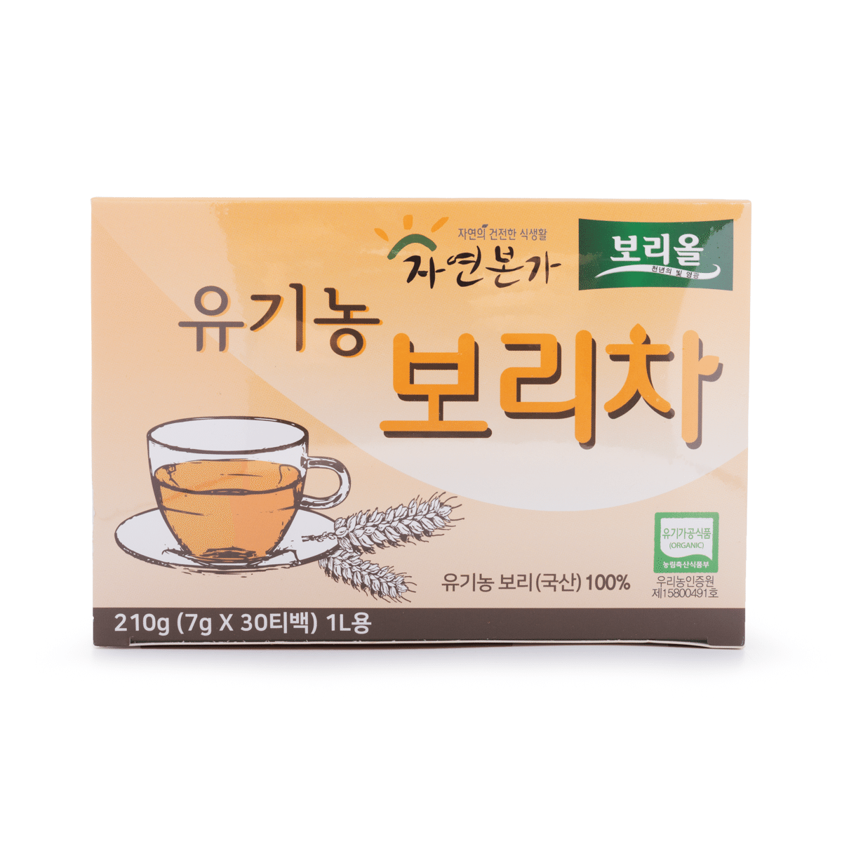 보리올 자연본가 유기농 보리차 0.24 온스*30 팩*16 박스