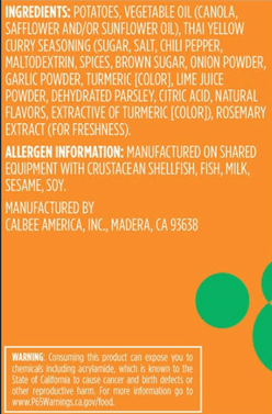 Calbee Asian Chips Thai Yellow Curry 6 oz*12 pack