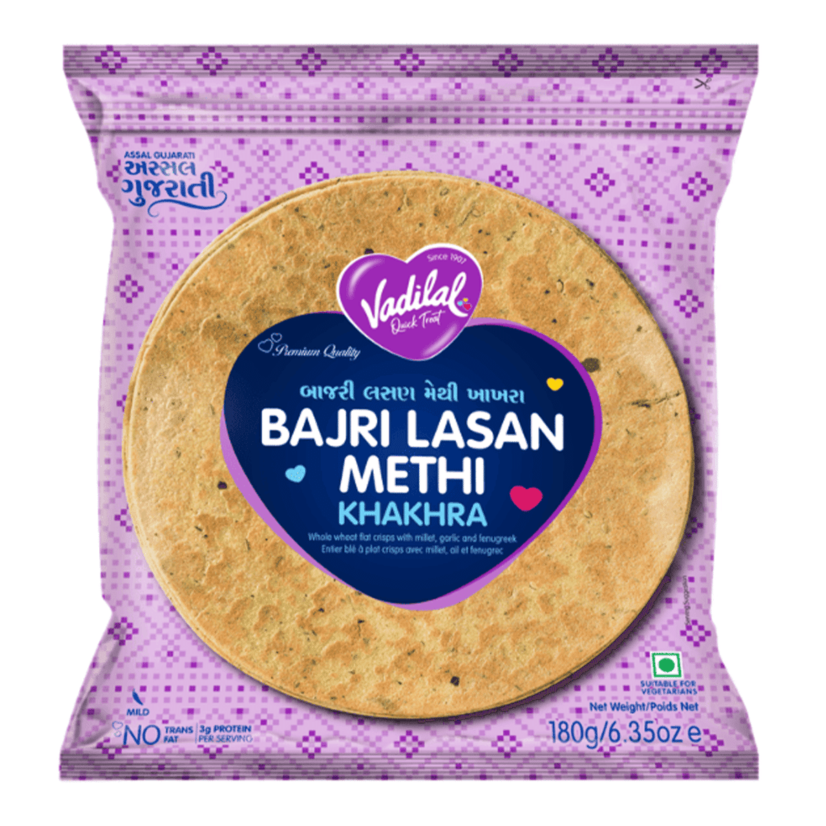Vadilal Bajri Lasan Methi Khakhra 6.35 ออนซ์