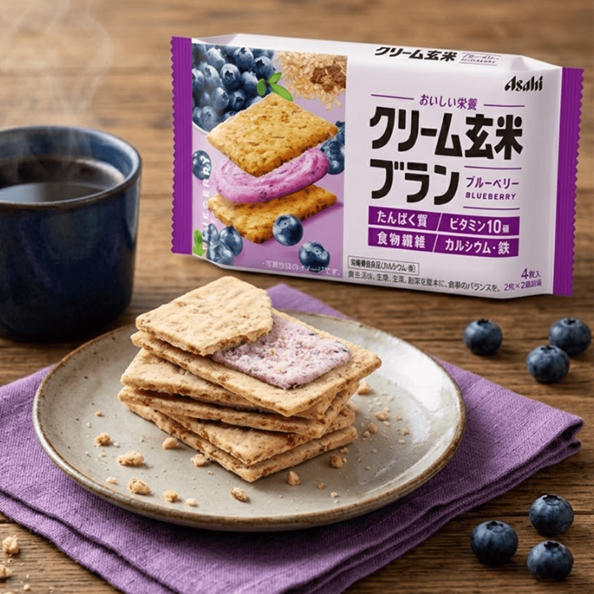 Asahi 크림 겐마이브란 블루베리맛 4개입 72 그램