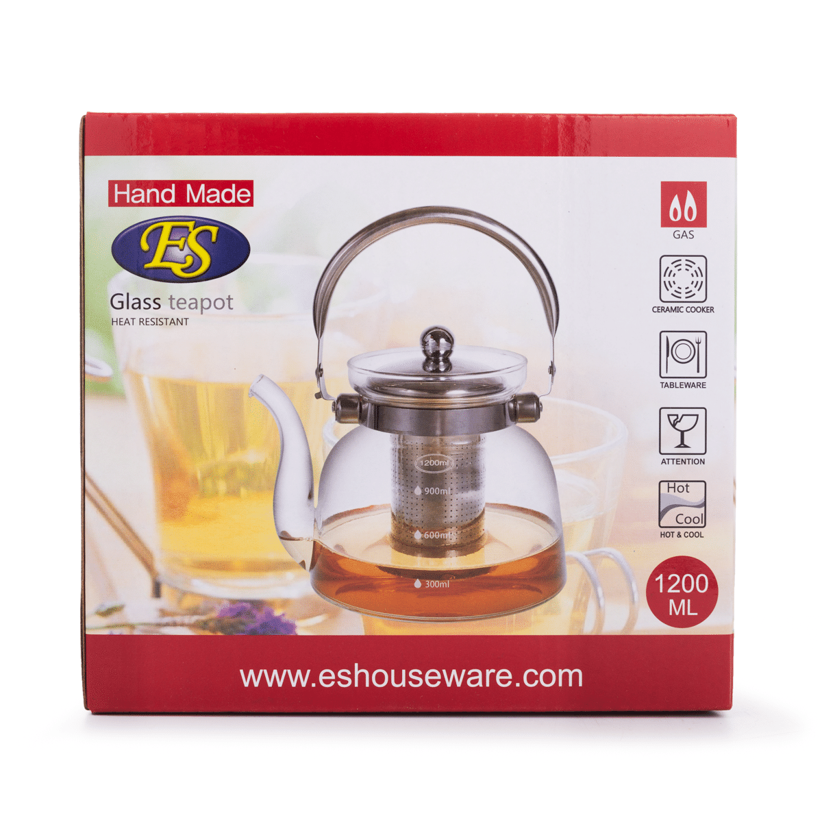 Bình Trà Thủy Tinh Chịu Nhiệt Có Lõi Lọc ES 1200ML 1 cái