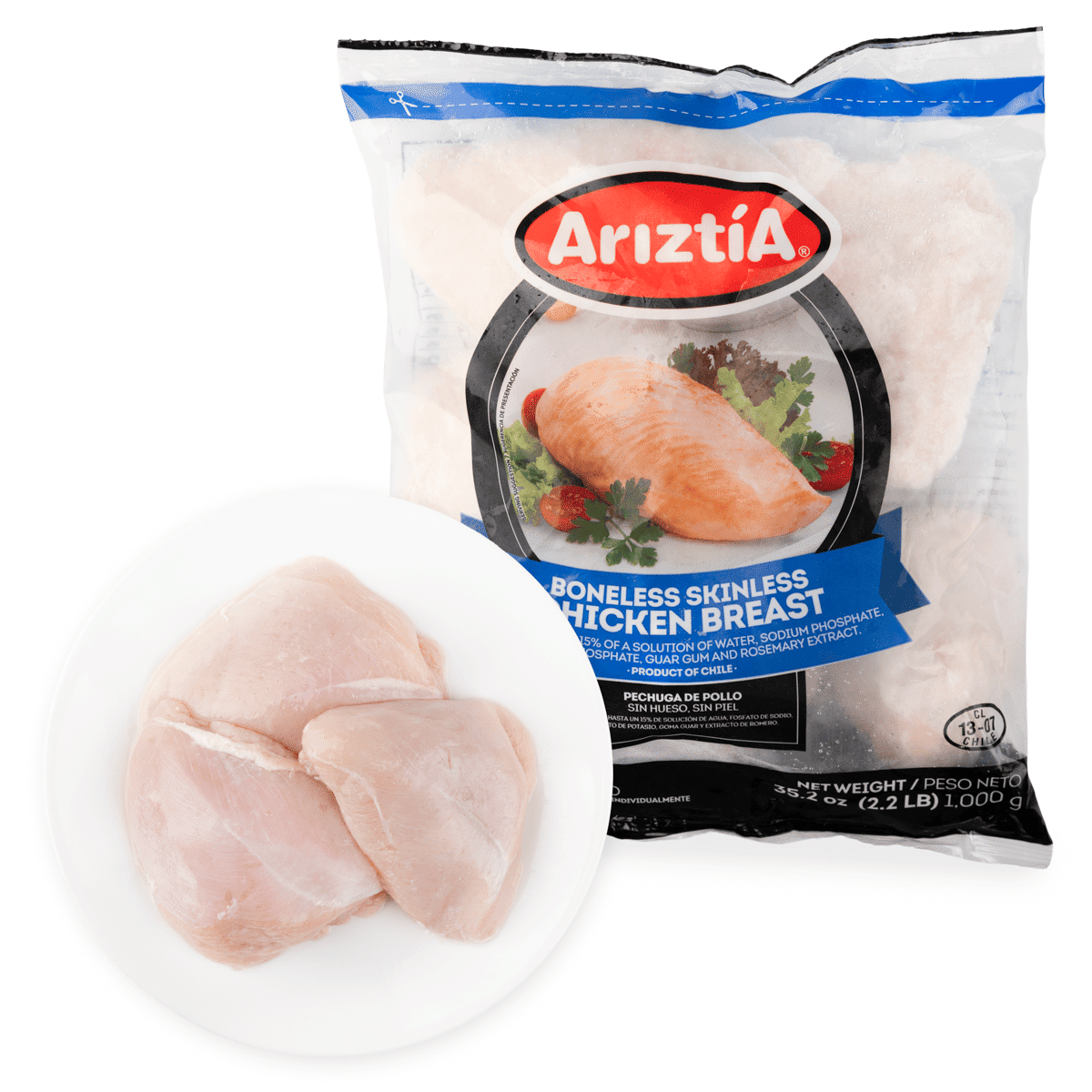 Ariztia IQF Boneless Skinless Chicken Breast Frozen 2.2 libra(s)