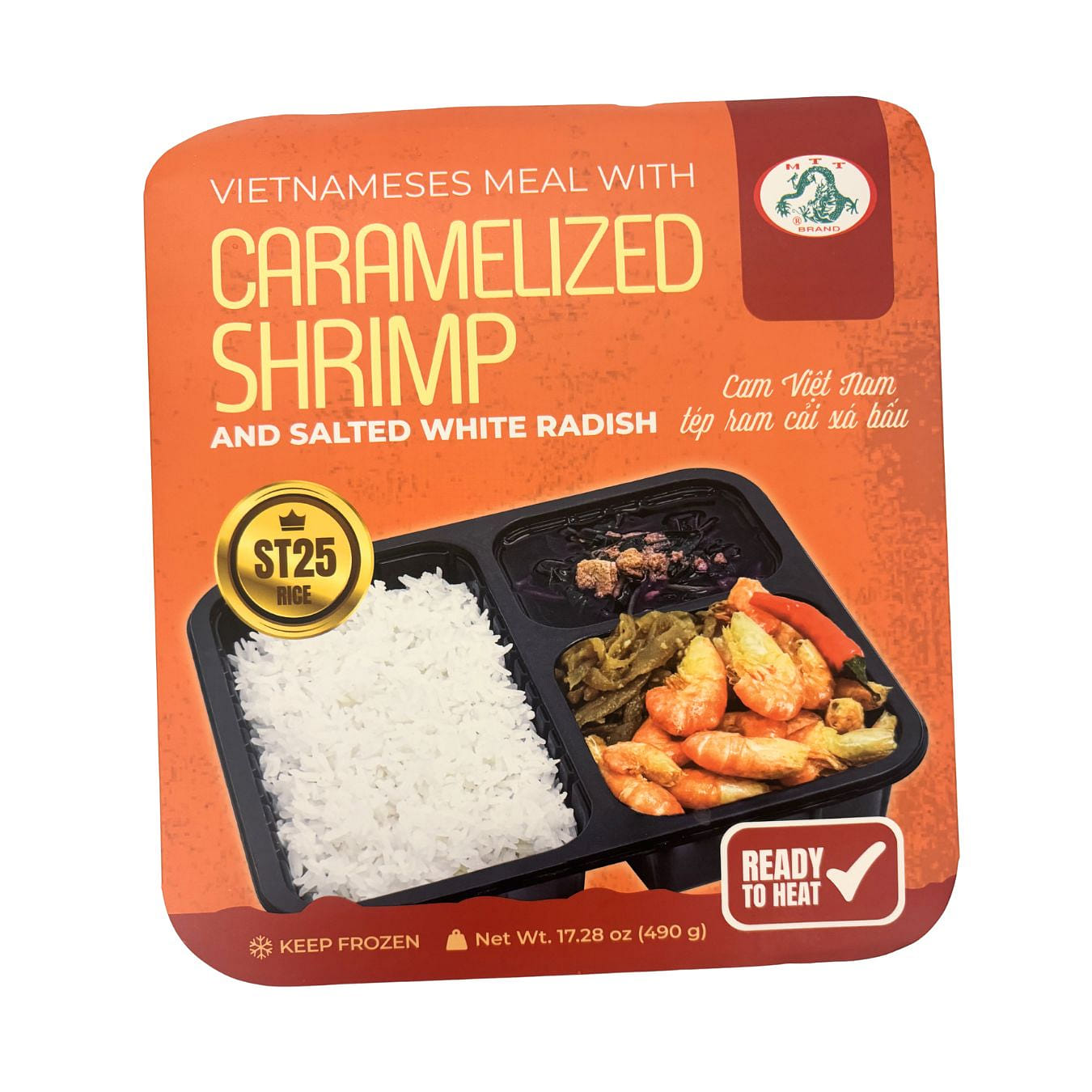 Comida vietnamita con camarones caramelizados, rábano blanco salado y sopa de amaranto MTT, congelada 17.28 onza(s)