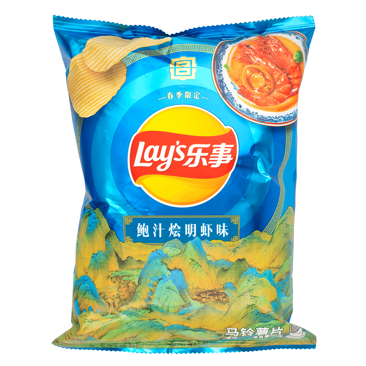 Lay's 감자칩 전복 소스 새우 구이맛 60 그램
