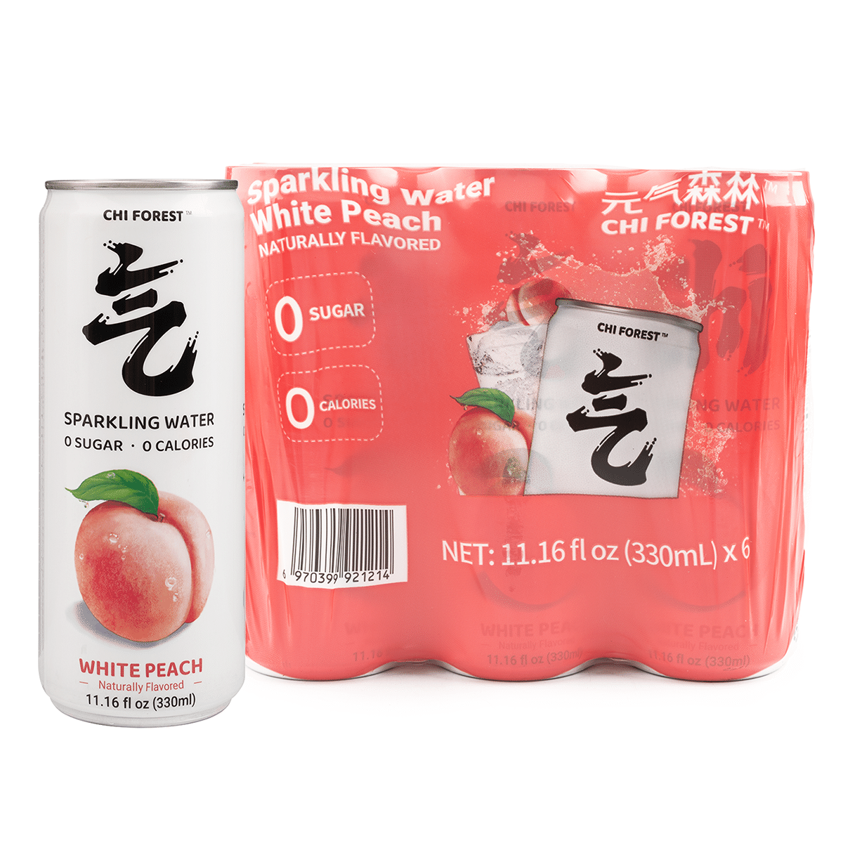 Nước Có Ga Genki Forest, Vị Đào Trắng 330 ml*6 cans