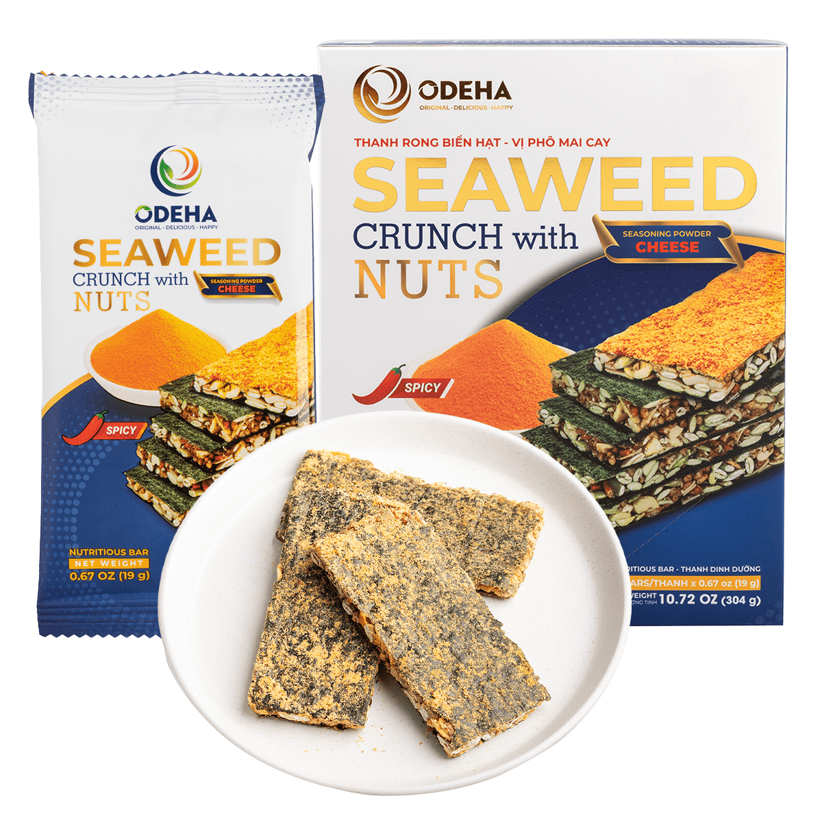 Odeha Seaweed Crunch With Nuts Spicy Cheese - 16 Bars 304 그램