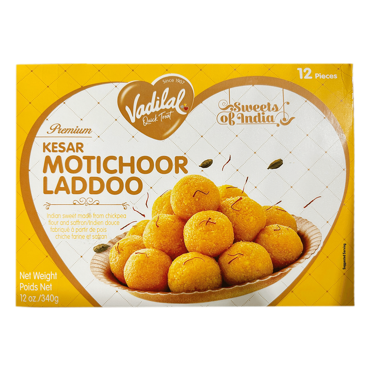 Vadilal 인도식 사프란 모티추르 라두 냉동 340 그램