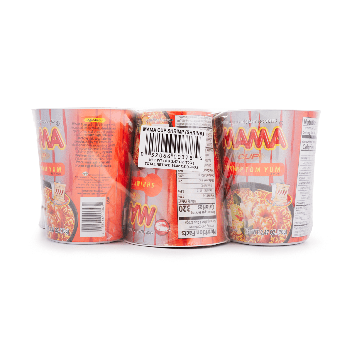 บะหมี่กึ่งสำเร็จรูป Mama Cup รสต้มยำกุ้ง 2.47 oz*6 pack