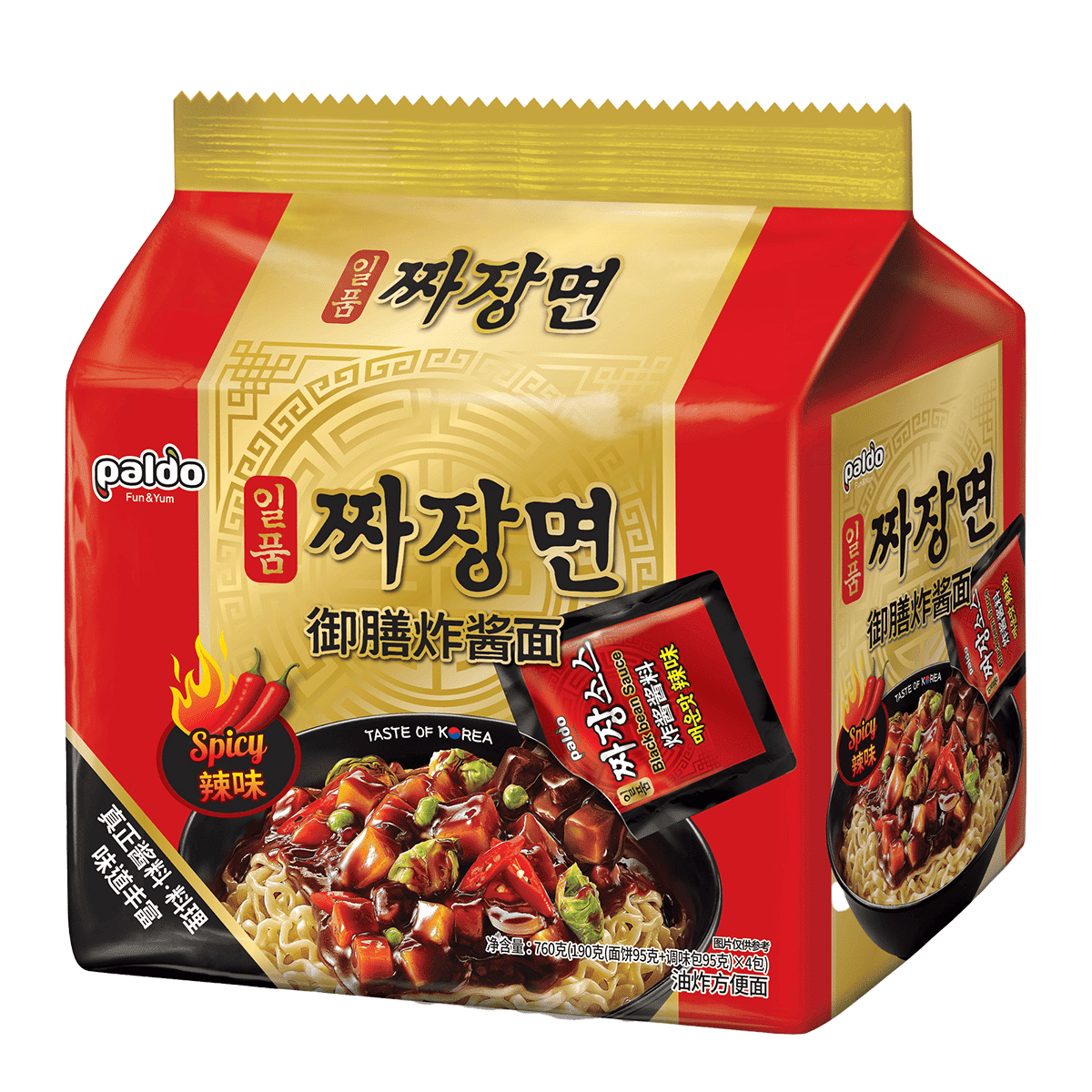 Paldo イップム ジャジャン麺 辛口 190 グラム*4 パック