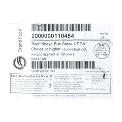 USDA Choice Bone-In Ribeye Steak 0.9-1.1 lb