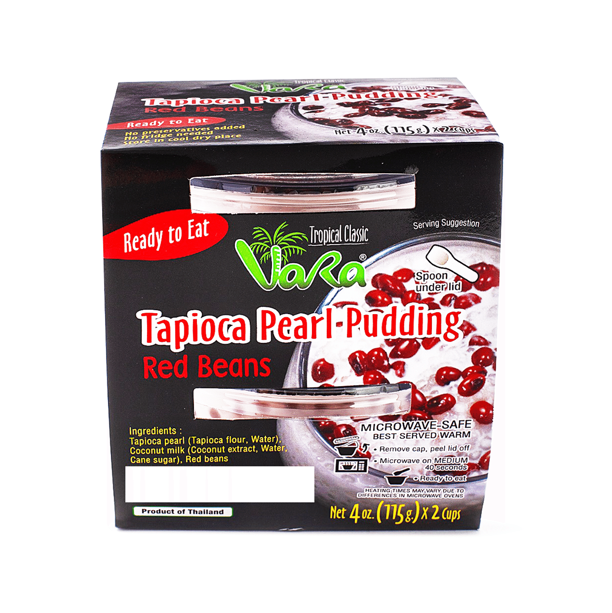 Vara Tapioca Pearl Pudding, Red Bean, 2 cups 115 g