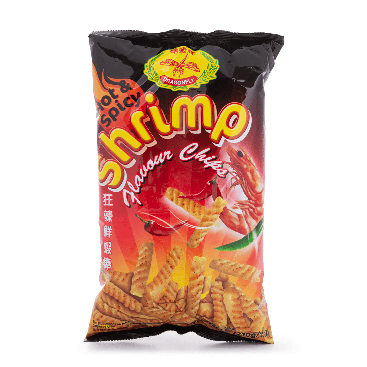 Dragonfly Shrimp Chips, Hot and Spicy 210 g