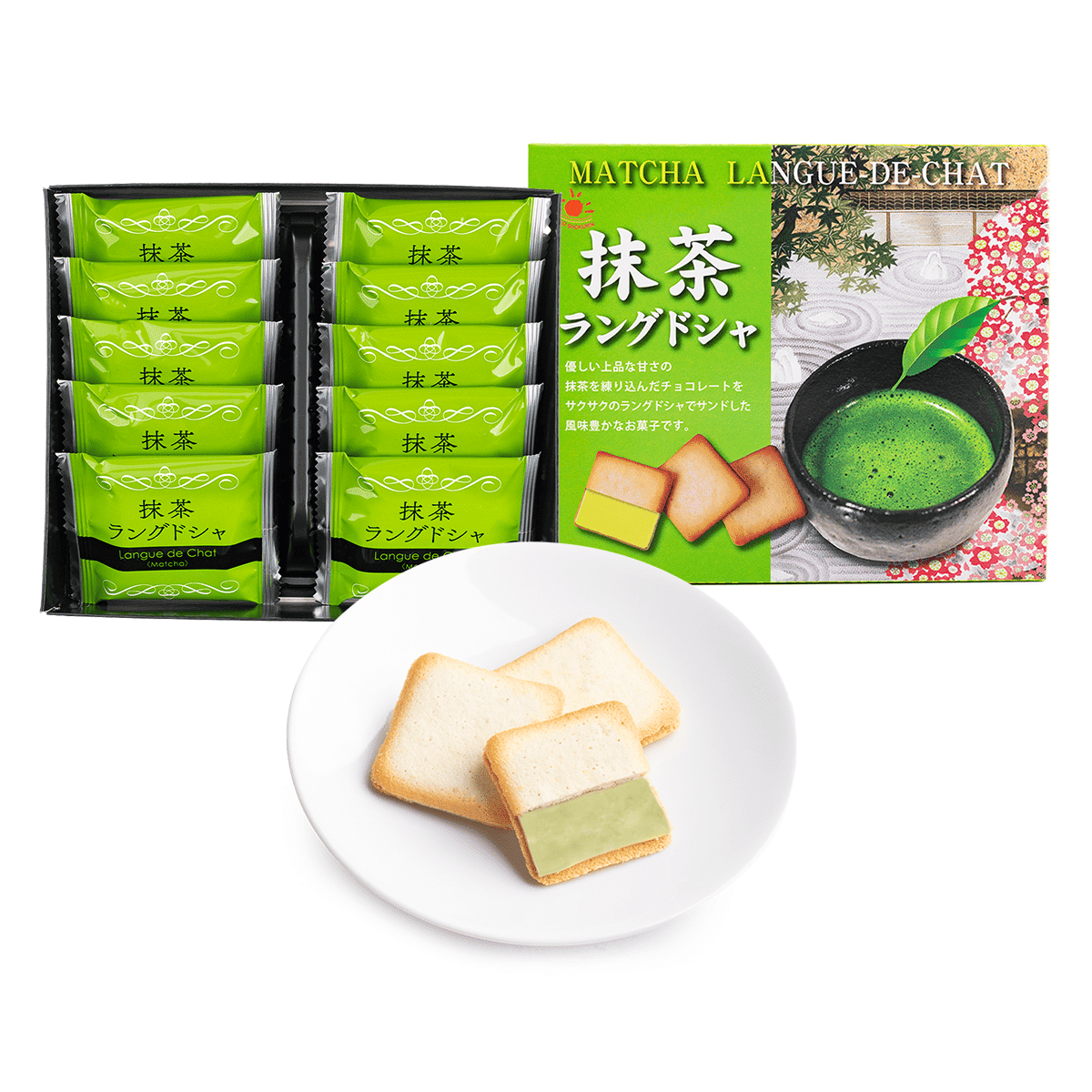 Marutou Matcha Langue De Chat Cookies 3.16 oz