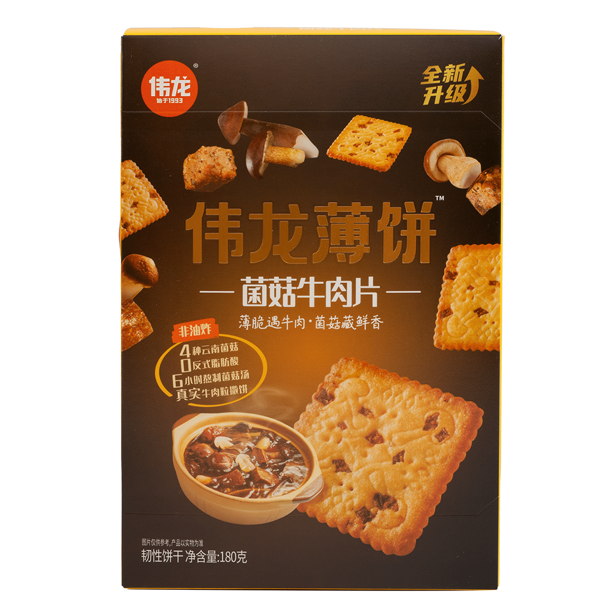 伟龙 薄饼 菌菇牛肉片味饼干 180 克