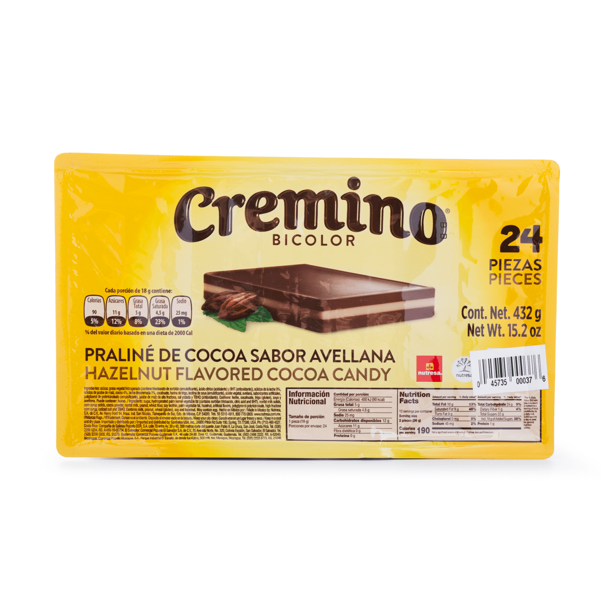 Chocolate sabor avelã Cremino Bicolor 432 g
