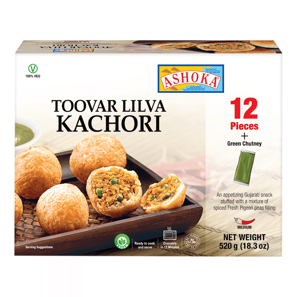 Ashoka Toovar Lilva Kachori 12pcs, Frozen 520 g