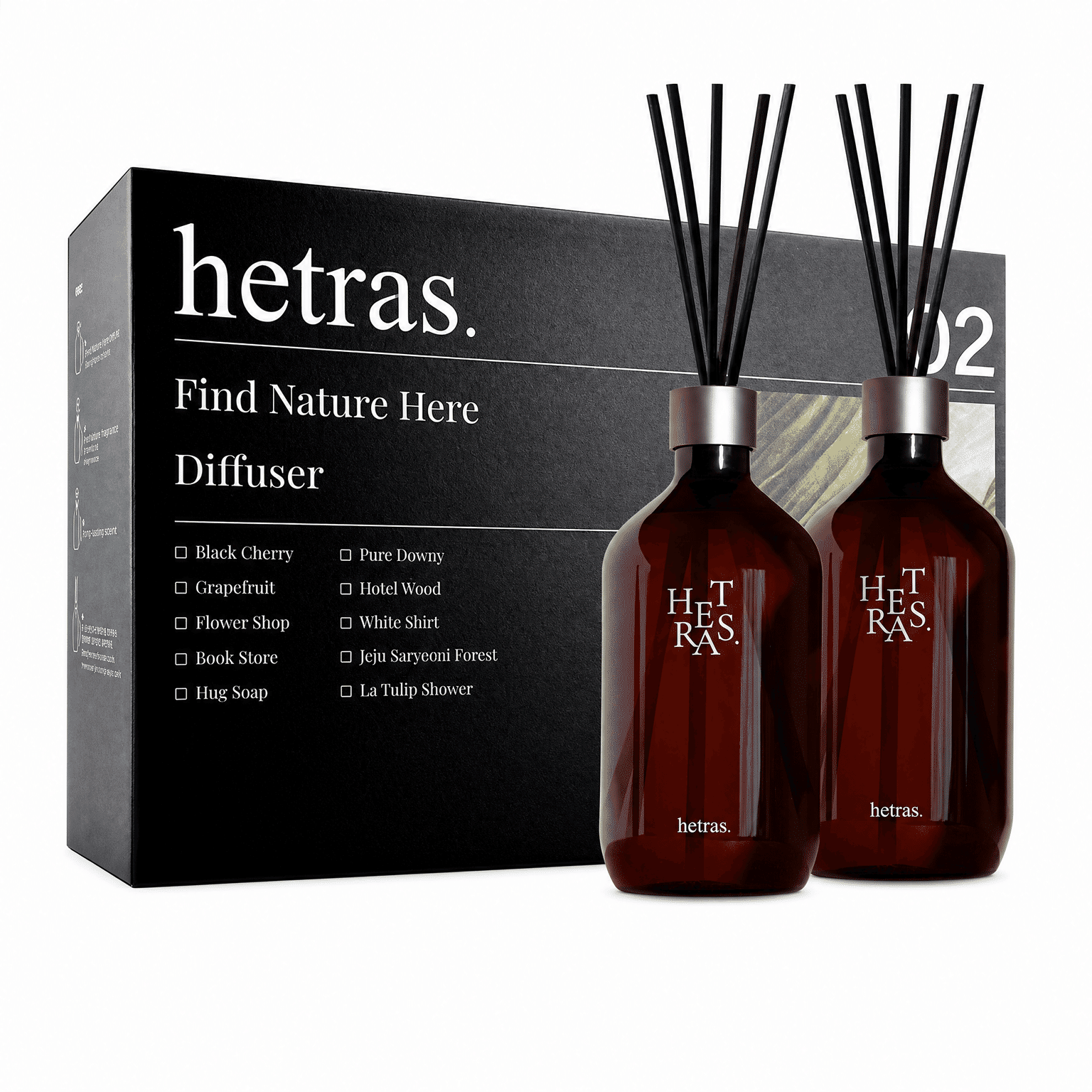 HETRAS Premium Difusor de Varillas Set de 2 (#02 Tienda de Flores, 500 ml × 2) 500 mililitro(s)