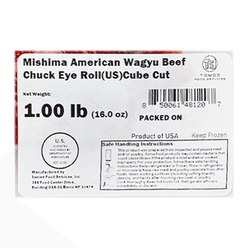 Mishima American Wagyu Beef Chuck Eye Roll Cube Cut 1 lb