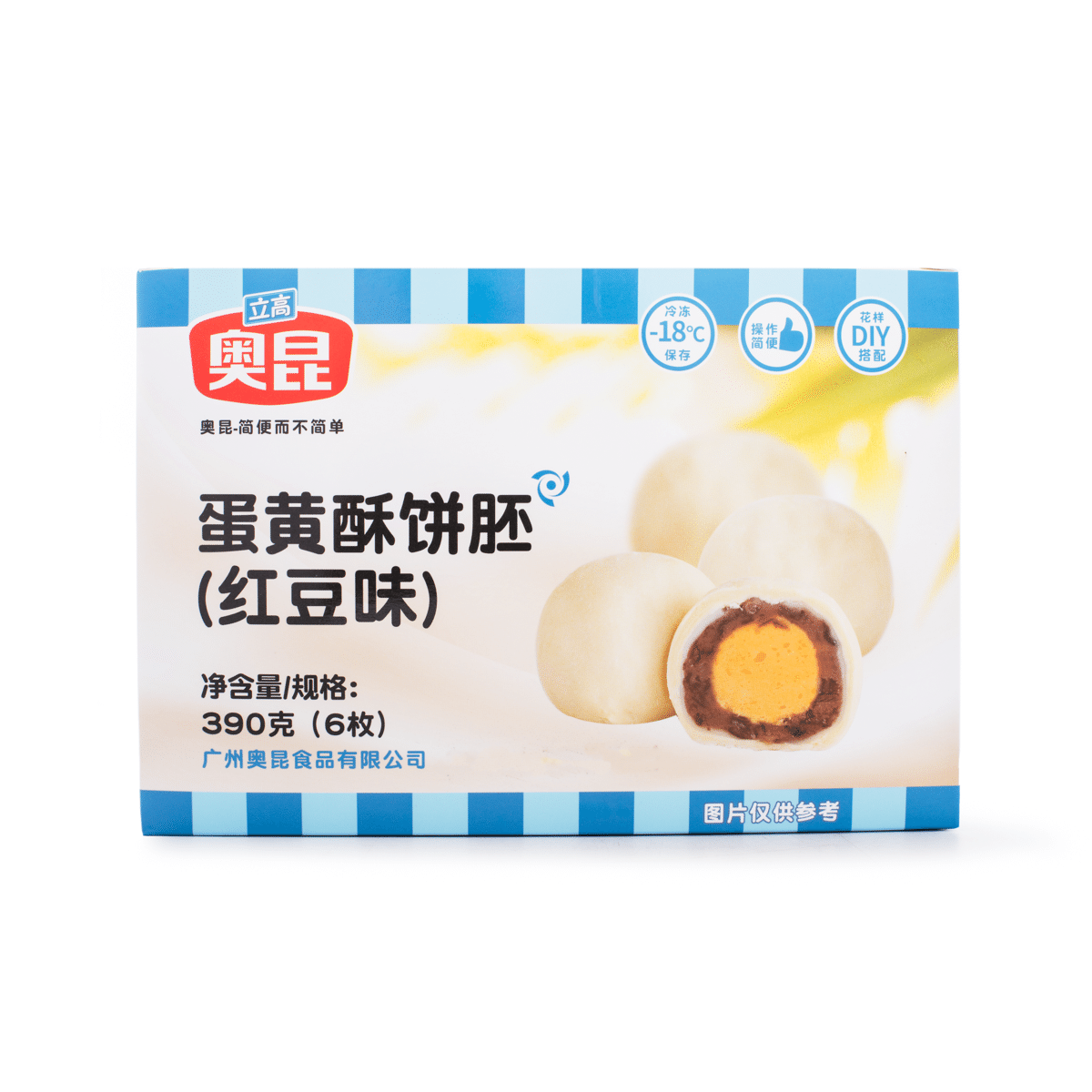 Aokun ขนมเปี๊ยะไข่เค็มไส้ถั่วแดง แช่แข็ง 6 ชิ้น 390 g