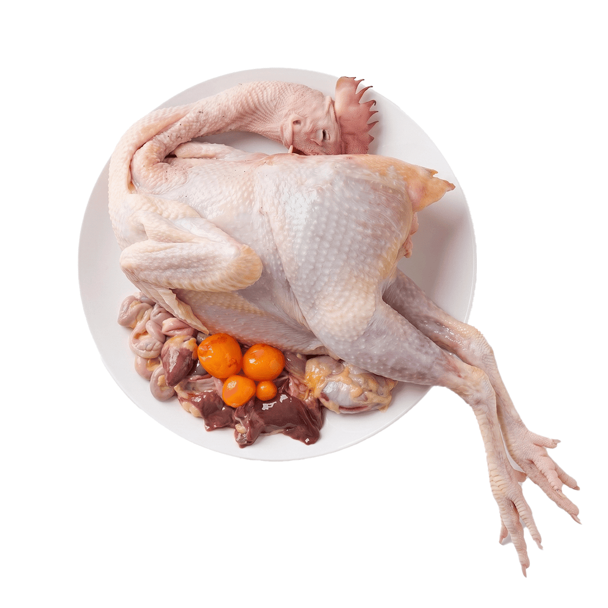 ไก่ทั้งตัวแช่แข็งสไตล์ขงจื๊อ (พร้อมหัว เท้า และเครื่องใน) 1 ตัว 3-4 ปอนด์