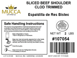 Sliced Beef Chuck, Shoulder Clod, Trimmed 2 lb