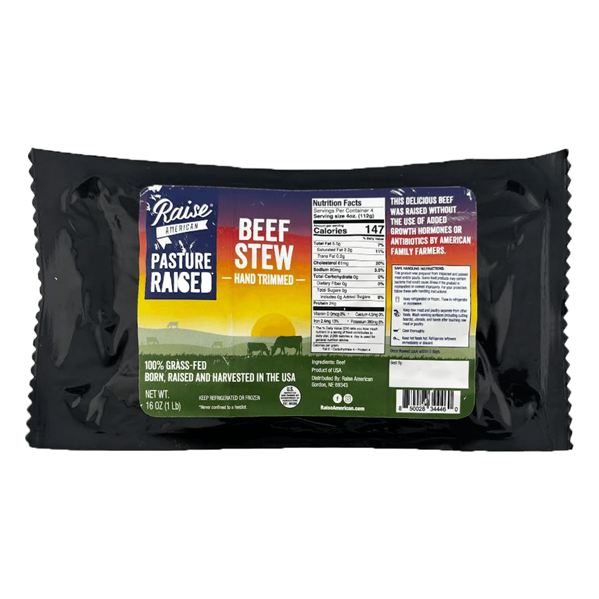 100% Grass Fed Angus Beef Stew Meat, Frozen 1 lb