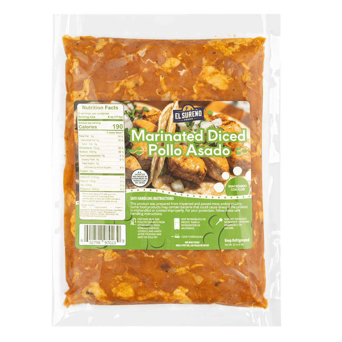 El Sureño Marinated Diced Pollo Asado 32 oz