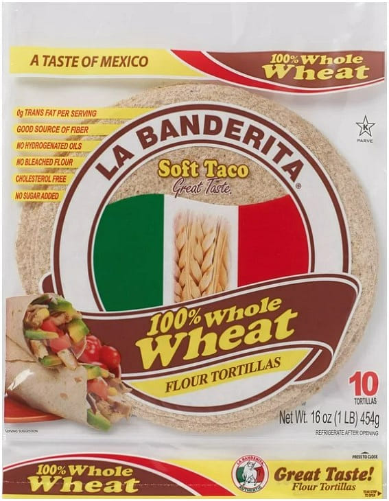 La Banderita 100% Whole Wheat Soft Taco Flour Tortilla 1.6 オンス*10 カウント