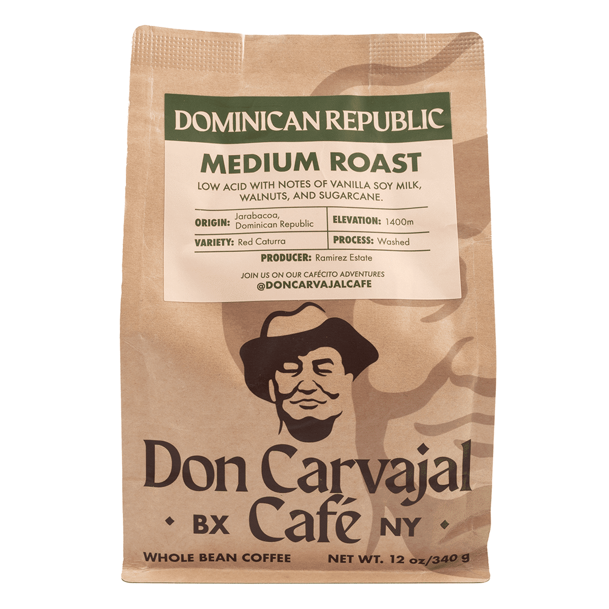 Don Carvajal Jarabacoa Cafe de Grano Entero Tostado 12 onza(s)