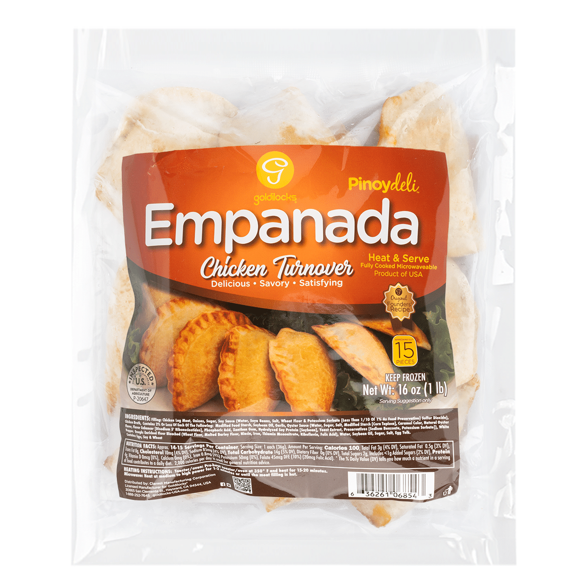 Goldilocks Chicken Empanada, Frozen 1 lb