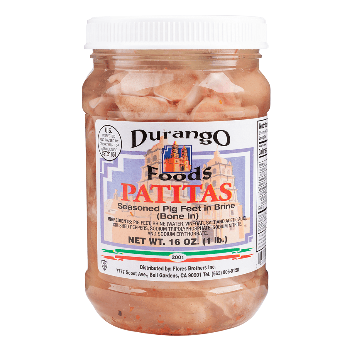 Durango Foods pés de porco temperados em salmoura (com osso) 16 oz