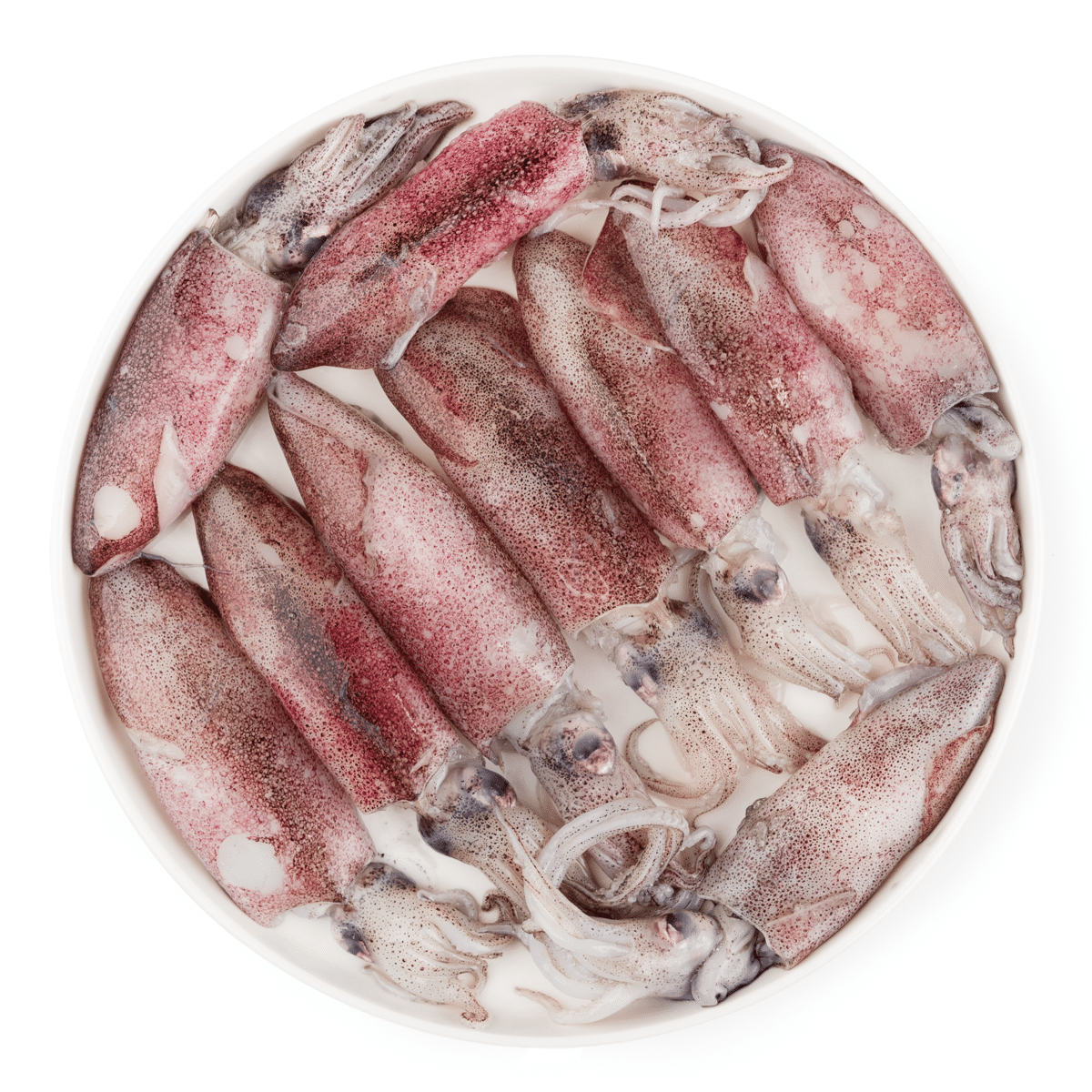 All Natural Wild Caught Loligo Squid with Roe, Frozen 1 lb