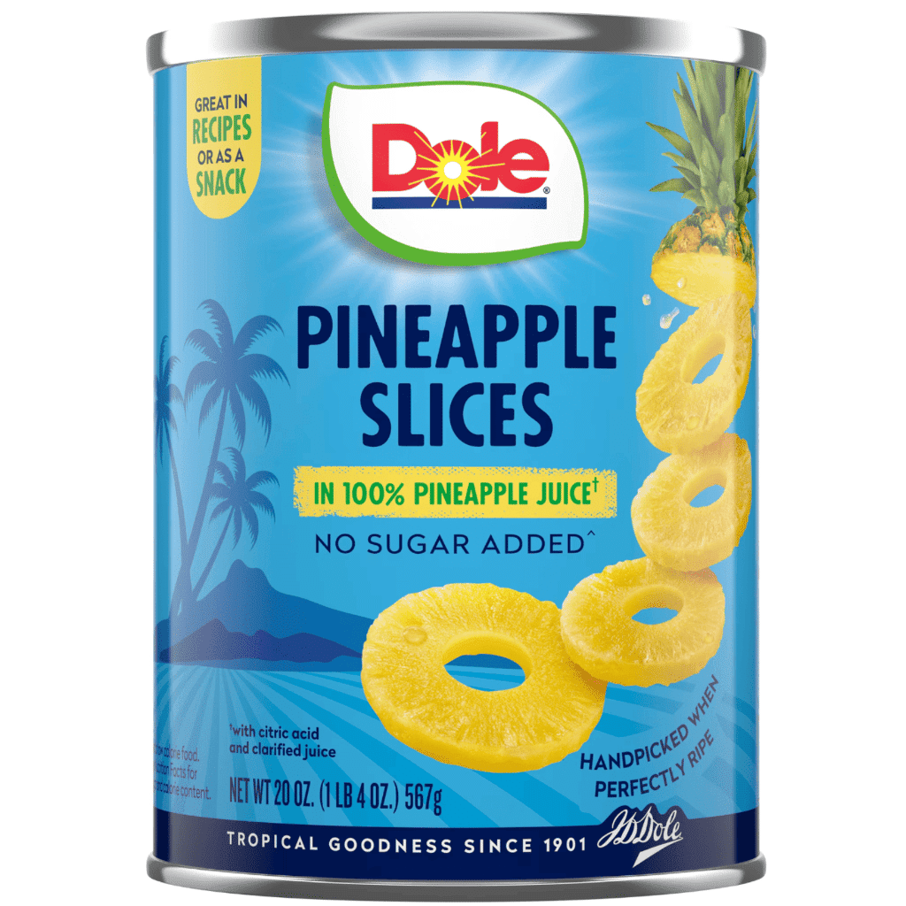 Dole ผลไม้กระป๋อง สับปะรดในน้ำสับปะรด 100% 20 ออนซ์