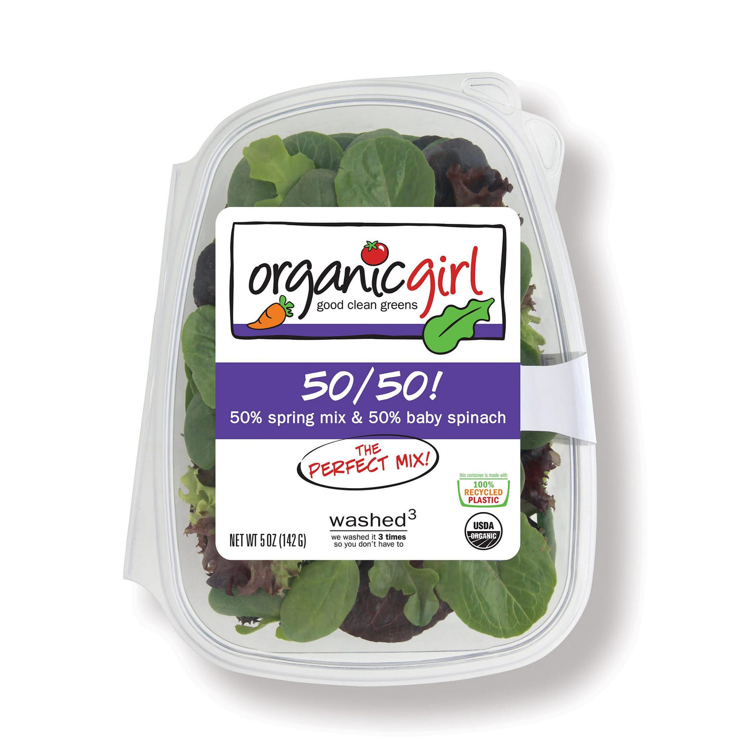 Organic 50/50 Spring Mix & Baby Spinach 5 온스