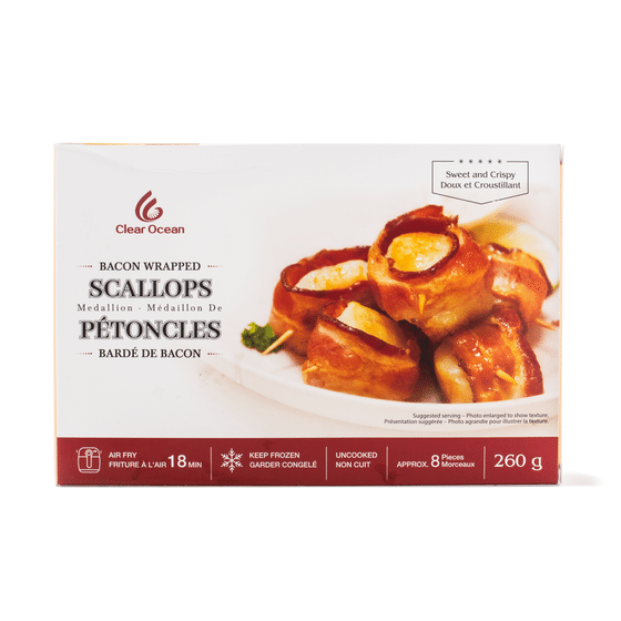 Clear Ocean Bacon Wrapped Japanese Scallop, Frozen 260 g