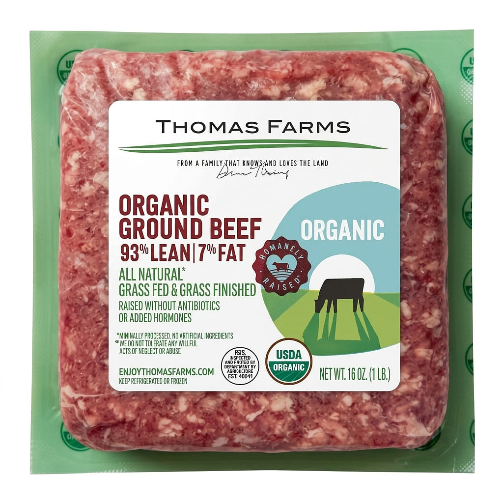 Thomas Farms Organic Ground Beef 1 lb