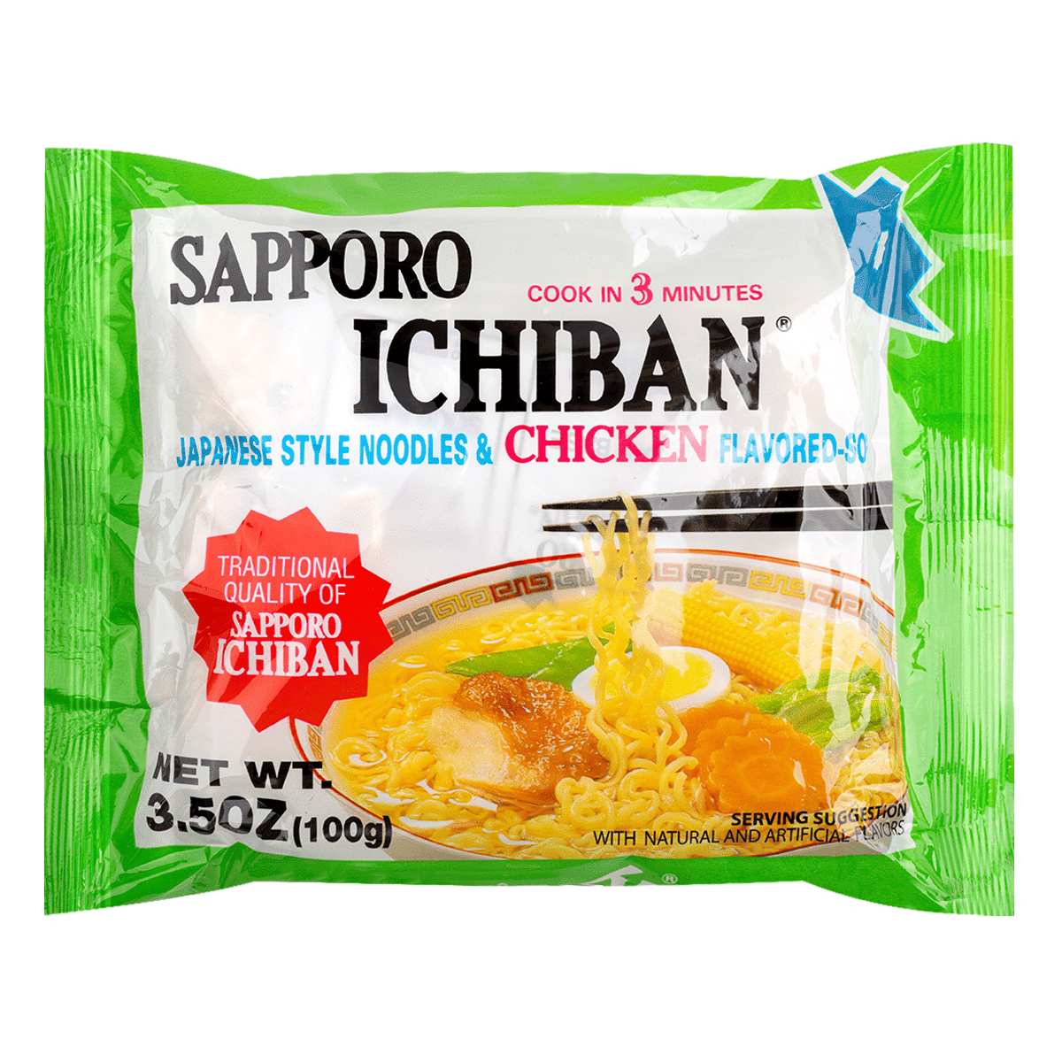 Sapporo Ichiban Instant Japanese Style Noodles, Chicken 3.5 온스